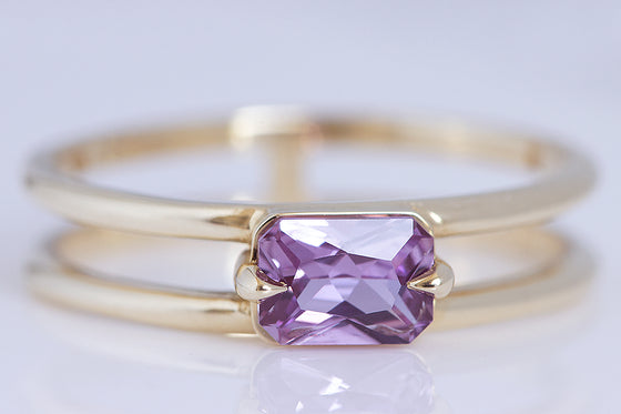 Radiant Cut Purple Sapphire Eagle Claw Ring