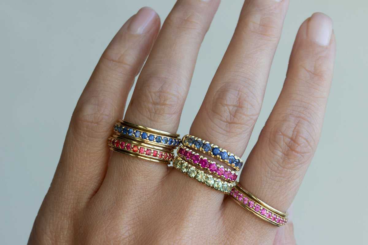 Hot Pink Sapphire Euro Band