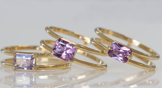 Radiant Cut Purple Sapphire Eagle Claw Ring